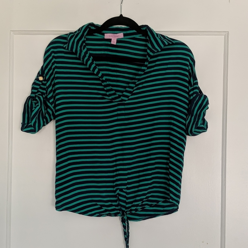Lilly Pulitzer preppy blue striped top
